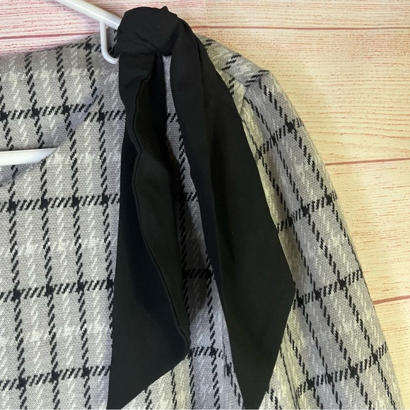 Talbots Gray Black White Jacquard Bow Detailed Long SleevesTop Size XL - Picture 4 of 6